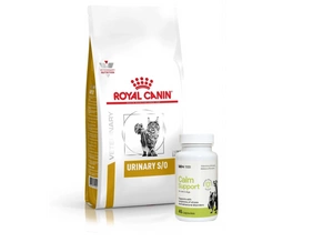 ROYAL CANIN Urinary S/O LP34 7kg + LAB-V Calm Support - streso ir elgesio sutrikimų simptomų palaikymas 45 kapsulės