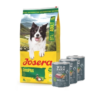 JOSERA SensiPlus 12,5kg + WILD FARM Superfood Duck (Antis su kvinoja, morkomis ir žolelėmis) 3x800 g pašaro šunims be grūdų