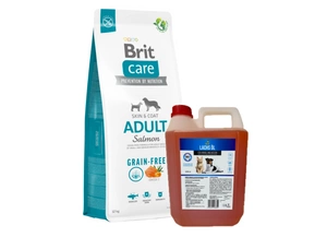 BRIT CARE Grain-free Adult Salmon 12kg + LAB V Lašišų aliejus šunims ir katėms 5000ml
