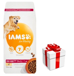 IAMS sausas pašaras Vitality vyresniems didelių veislių šunims, su vištiena 12kg + STAIGMENA ŠUNUI