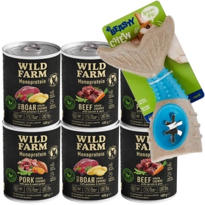 WILD FARM Monoproteinų mišrių skonių 6x400g hipoalerginis maistas šunims