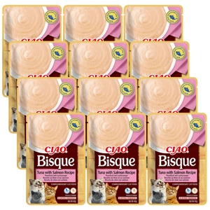INABA Cat Ciao Bisque - tunų ir lašišų skonio papildomas ėdalas katėms 12x40g