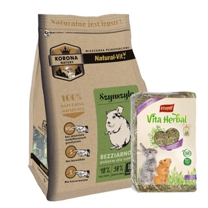 KORONA NATURY Natural-Vit maistas šinšiloms 1,6kg + VITAPOL Šienas graužikams 1,2kg