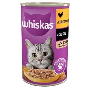 WHISKAS Adult konservų dėžutė 400g - drėgnas kačių maistas su vištiena padaže