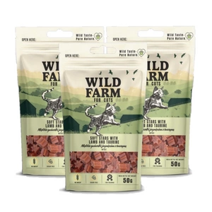 WILD FARM ėriukų žvaigždutės su taurinu 3x50g kačių skanėstai