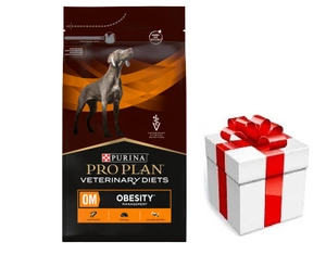 PRO PLAN Veterinariniai dietiniai racionai OM Nutukimo valdymas Sausas maistas šunims 3kg + STAIGMENA ŠUNUI