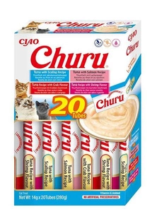 INABA Churu katėms - skonių mišinys su tunu ir jūros gėrybėmis 20x14g