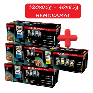 SHEBA Sauce Collection Fish Flavours Sachets - visavertis drėgnas maistas suaugusioms katėms, su padažu 120x85g + 40x85g NEMOKAMAI