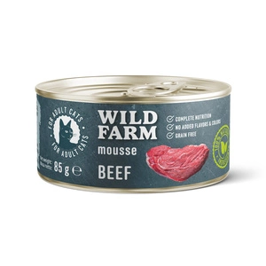 WILD FARM Mousse Beef 85g - putėsiai be grūdų katėms