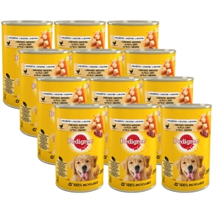 PEDIGREE Adult konservų dėžutė 12x400 g - drėgnas šunų ėdalas su vištiena ir daržovėmis drebučiuose