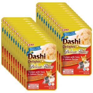 INABA Dashi Delights Delikatesiniai dribsniai Vištienos su tunu ir lašiša receptas 24x40g