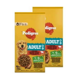 PEDIGREE® Adult 2x12 kg su jautiena - sausas visavertis ėdalas suaugusiems dideliems ir vidutinio dydžio šunims