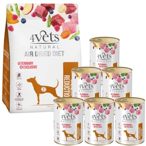 DOLINA NOTECI 4Vets Natural Weight Reduction Kit; sausas maistas 1kg + drėgnas maistas 6x400g