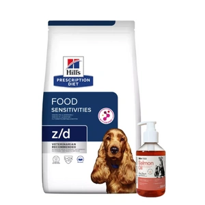 HILL'S PD Prescription Diet Canine z/d Food Sensitivities 3kg + LAB V Lašišų aliejus šunims ir katėms 250ml