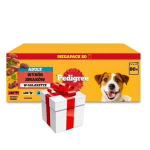 PEDIGREE® Suaugusių šunų drėgnas ėdalas, įvairių skonių želė, paketėlis 80 x 100 g + Staigmena Šunui