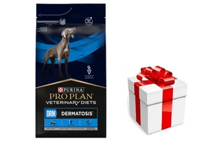 PRO PLAN Veterinary Diets DRM Dermatosis Sausas maistas šunims 3kg + STAIGMENA ŠUNUI