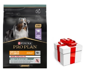 PRO PLAN Sensitive Digestion vidutinių ir didelių veislių suaugusių šunų ėdalas su kalakutiena 2,5 kg + STAIGMENA ŠUNUI