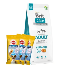 BRIT CARE Grain-free Adult Salmon 12kg + 3xDentaStix NEMOKAMAI