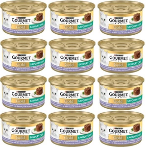 Purina Gourmet Gold Pikantiškas pyragas su ėriena ir šparaginėmis pupelėmis 12x85g