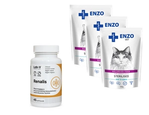 ENZO VET Sterilizuota su veršiena padaže 3x100g + LAB-V Renalis 45 kapsulėsj
