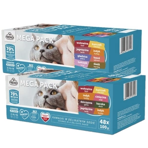 Frendi kačių maisto maišeliai su mėsos ir žuvies skonio padažu 96x100g