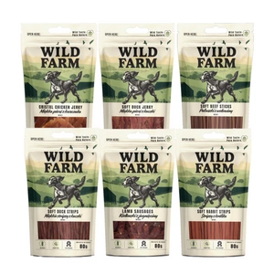 WILD FARM šunų skanėstai – skonių rinkinys 6x80g