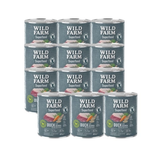 WILD FARM Superfood Duck (Antis su kvinoja, morkomis ir žolelėmis) 12x800 g pašaro šunims be grūdų