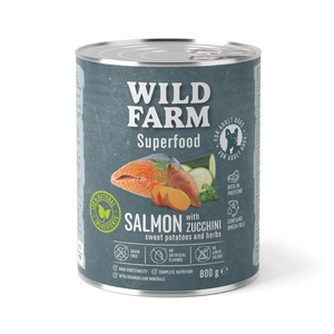 WILD FARM Superfood Salmon (lašiša su cukinijomis, saldžiosiomis bulvėmis ir žolelėmis) 800 g pašaro šunims be grūdų