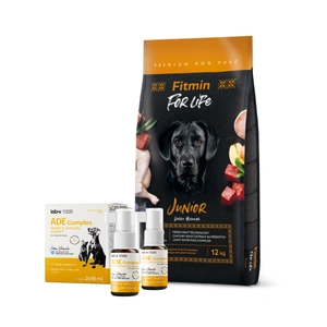 FITMIN For Life Junior Large Breeds 12kg + Lab-V ADE Complex - vitaminų A, D ir E kompleksas šunims ir katėms