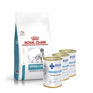 ROYAL CANIN Hypoallergenic Moderate Calorie HME23 14kg + ENZO VET Hipoalerginė dieta su kalakutiena šunims 3x400g