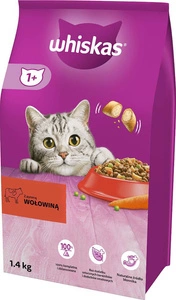 WHISKAS Adult 1,4 kg - sausas visavertis ėdalas suaugusioms katėms su gardžia jautiena