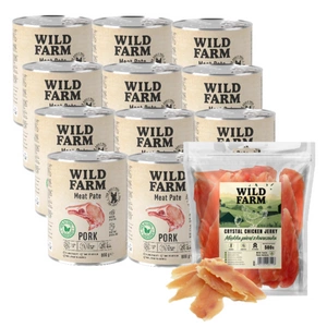 WILD FARM Pate Pork 12x800g ėdalas šunims be glitimo + nemokamas skanėstas