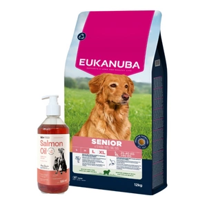 EUKANUBA Mature&Senior Large Lamb & Rice 12kg + LAB V Lašišų aliejus šunims ir katėms 500ml