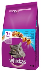 WHISKAS Adult 1,4 kg - sausas kačių ėdalas su tunu ir daržovėmis