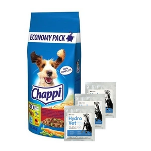 CHAPPI 13,5 kg - sausas maistas šunims su jautiena, paukštiena ir daržovėmis + Hydro-Vet Dog - dietinis pašarų mišinys šunims, skatinantis atsigavimą po operacijos 3x22 g