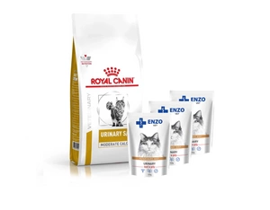 ROYAL CANIN Urinary S/O Moderate Calorie UMC34 7kg + ENZO VET šlapalas su jautiena želė katėms 3x100g