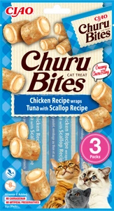 INABA Churu Bites katėms su vištienos, tuno ir šukučių skoniu 3x10g