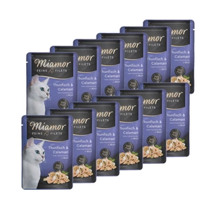 Miamor Feine Filets - drėgnas kačių maistas tunas su kalmarais drebučiuose 12x100g