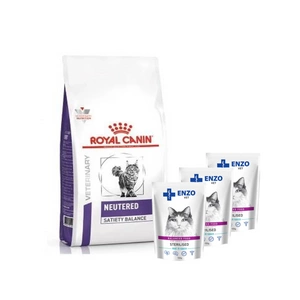 ROYAL CANIN Neutered Satiety Balance 1,5kg + ENZO VET Sterilizuota su veršiena padaže 3x100g