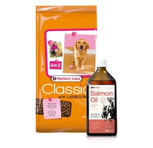 Versele Laga Classic ėriena ir ryžiai 20kg + Lab-V 100% lašišų aliejus įvairaus amžiaus šunims ir katėms 500ml šalto spaudimo