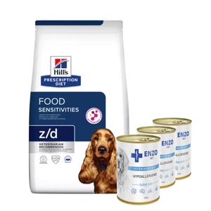 HILL'S PD Prescription Diet Canine z/d Food Sensitivities 3kg + ENZO VET Hipoalerginė dieta su kalakutiena šunims 3x400g