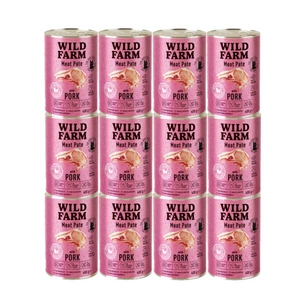 WILD FARM Paštetas su kiauliena 12x400g - maistas katėms be glitimo