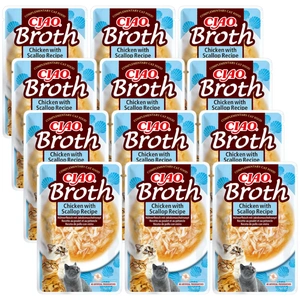 INABA Cat Ciao Broth - vištienos ir šukučių skonio papildomas ėdalas katėms 12x40g