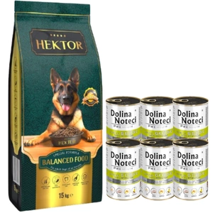 HEKTOR BALANCED Adult 15kg + Dolina Noteci Premium žąsis su bulvėmis 6x400g