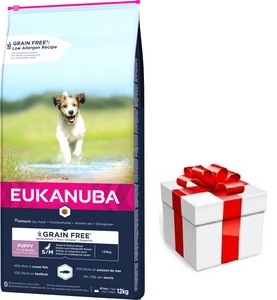 EUKANUBA Puppy&Junior Small/Medium Grain Free 12kg + STAIGMENA ŠUNUI