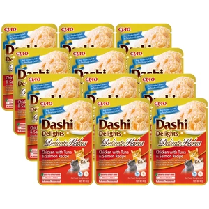 INABA Dashi Delights Delikatesiniai dribsniai Vištienos su tunu ir lašiša receptas 12x40g