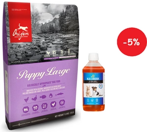 ORIJEN Dog Puppy Large 11,4kg + LAB V Lašišų aliejus šunims ir katėms 500ml