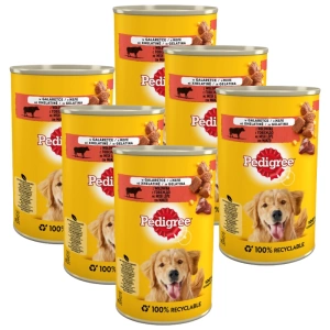 PEDIGREE Adult konservų dėžutė 6x400g - drėgnas šunų ėdalas su jautiena drebučiuose