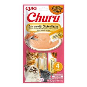 INABA CAT CHURU lašiša su vištiena 4x14g