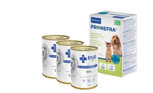 Virbac Pronefra 180ml + ENZO VET Inkstų dietos inkstų ligoms gydyti su jautiena šunims 3x400g